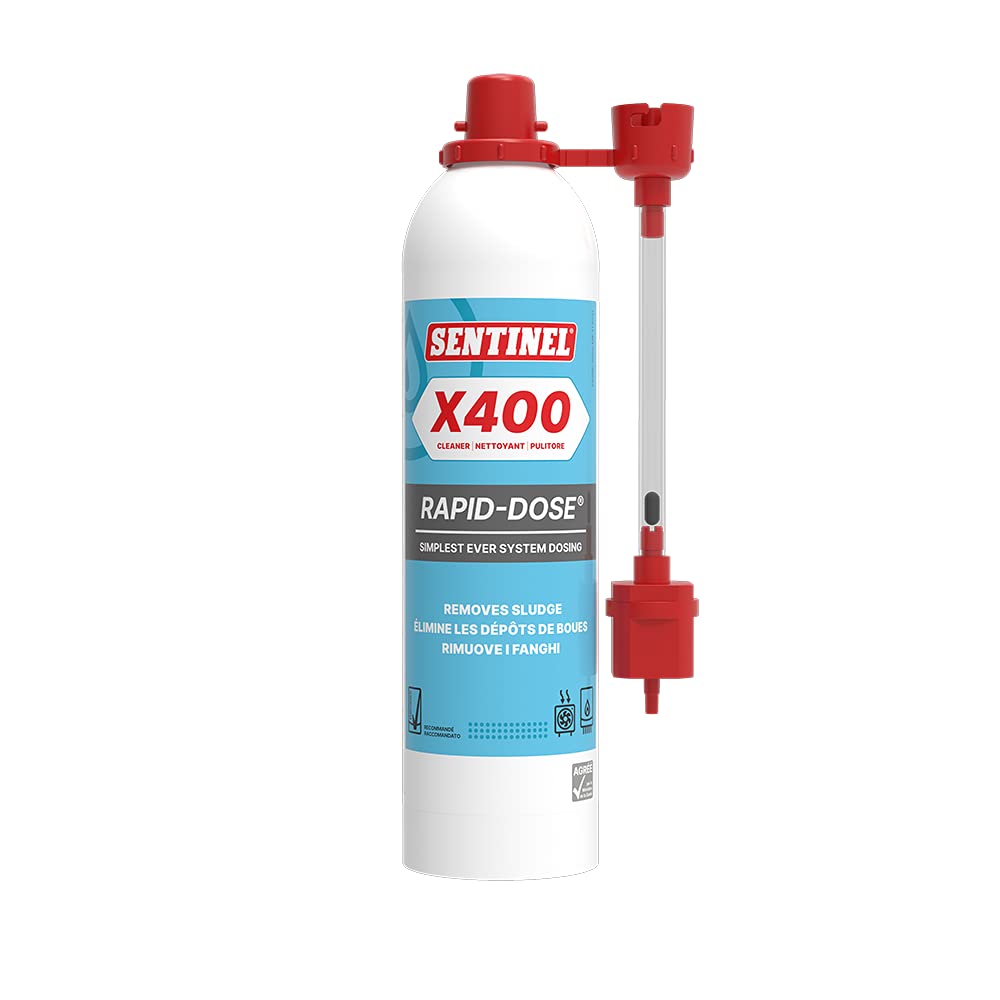 Sentinel X400 High Performance Cleaner Rapid-Dose 300ml, removes Sludge from Central Heating Systems, eliminates Radiator Cold Spots, Improves Boiler Efficiency, Quick dosing, Adaptor Included
