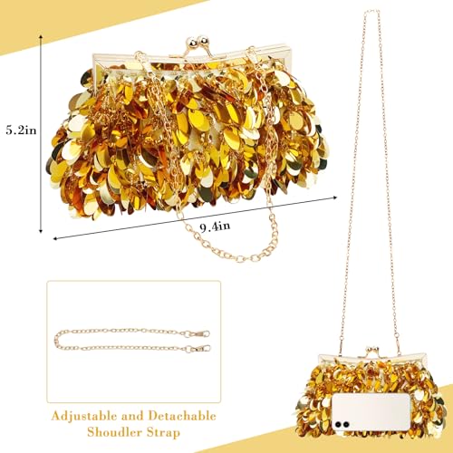 Image of Sparkly Evening Clutch Purse for Women Elegant Sequined Party Bag, Glam Wedding, Prom, Cocktail Night Out Clutch
