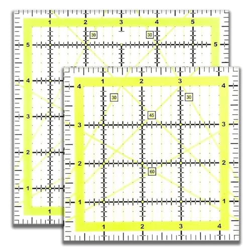 2 Pcs Quilting Rulers, Double Colour Grid Lines, Square Quilting Rulers ...
