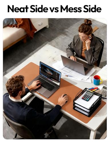 Image of YSAGi Leather Desk Pad Protector, Office Desk Mat, Large Mouse Pad, Non-Slip PU Leather Desk Blotter, Laptop Desk Pad, Waterproof Desk Writing Pad for Office and Home (47.2 inch x 23.6 inch, Brown)