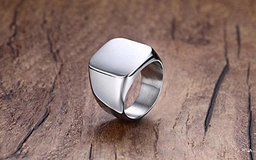 Mens Rings Stainless Steel Square Signet Rings for Men,Pinky Thumb Ring for Dad Father Jewelry Gift for Him,Men's Ring for Biker2