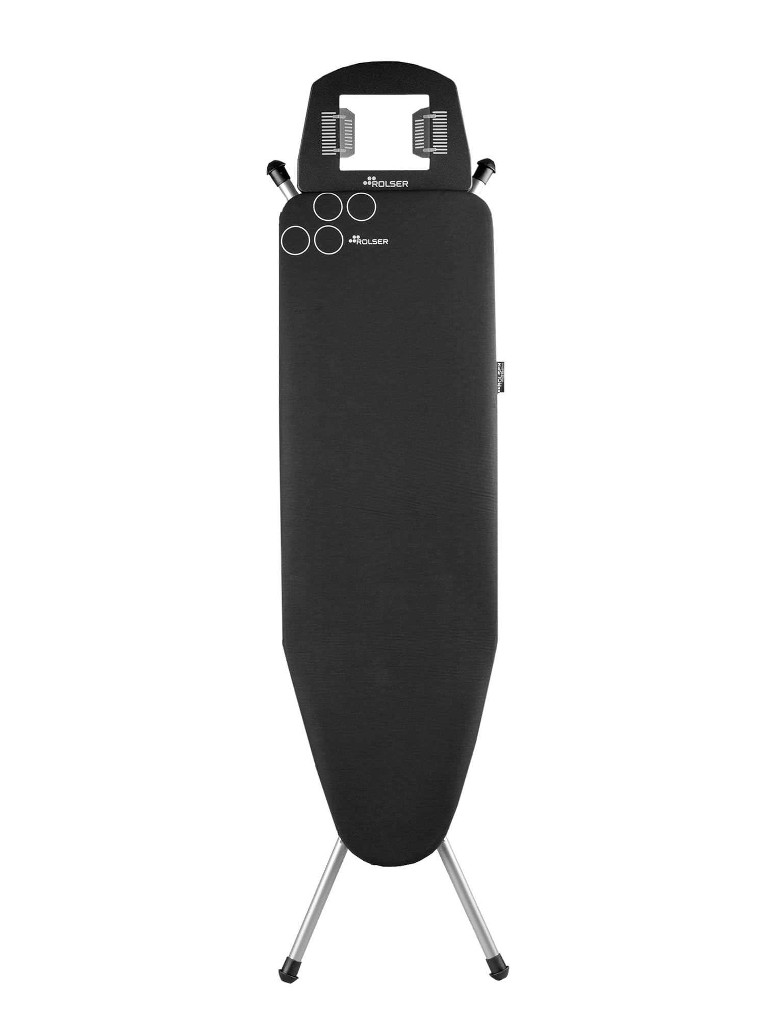Asse Da Stiro Rolser K-TRES Black Tube - Cotone Nero 120x38 Cm Con Supporto Ferro E Antenna Portacavo, 11 Altezze Regolabili - 4