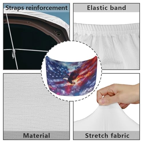 Image of Eagle Hood Covers for Cars Removable Automotive Accessories Elastic Fabrics Dustproof USA Flag Car Hood Wrap Durable Easy Installation for Sedans SUV Trucks