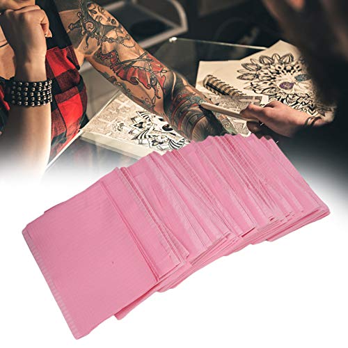 Tattoo Lätzchen, 125 Stück Einweg Dentallätzchen Wasserdichte Tattoo Abdeckung Piercing Tischmatte Nagelpapiertücher Acryl Maniküre Tücher Tischdecke Versorgungsblätte Tischdecke Clean Pad Dental Rosa