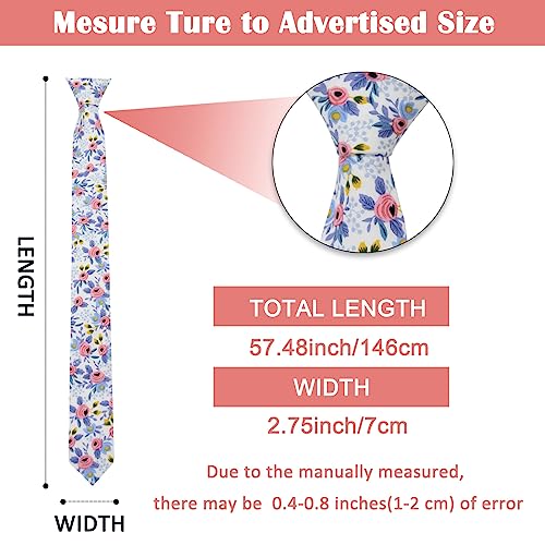 Image of Mantieqingway Men's Cotton Floral Neck Tie 2.56'' Printed Skinny Tie
