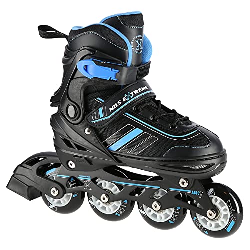 2in1 Inlineskates/Schlittschuhe Nils Extreme Spirit Schwarz/Blau ABEC7 Gr. 29-33 verstellbar