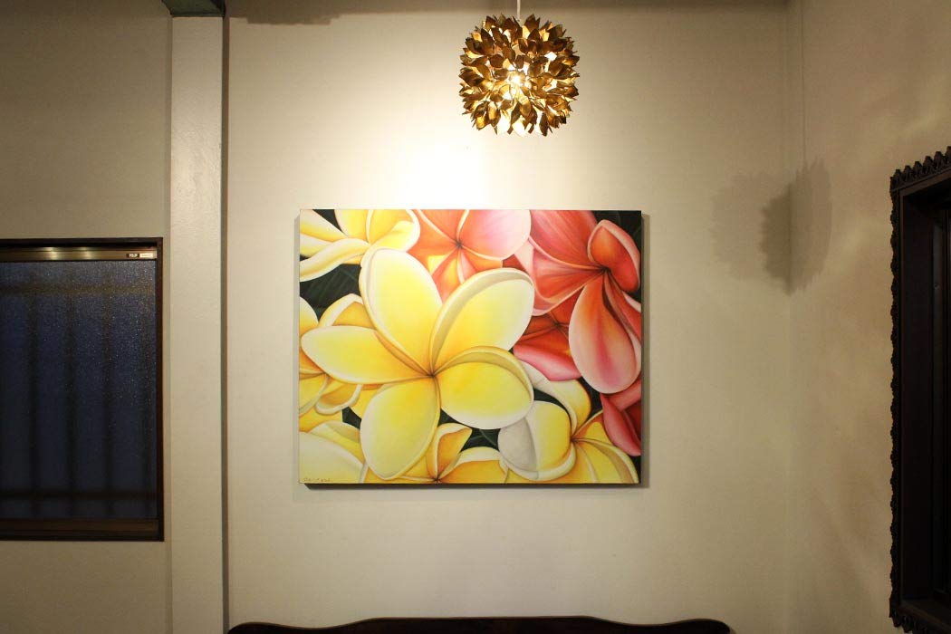 Amazon｜バリ絵画 アート プルメリアM FLOWER PAINTING 100×80