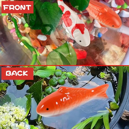 Image of Ceramic Floating Fish Set, 2Pack Realistic Goldfish & Koi Figurines for Aquariums, Tea Pet Adornments, Fairy Garden Accents, and Pond or Desktop Decorations.