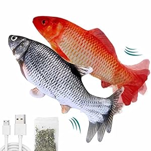 ZIKATON Flopping Fish Cat Toy 11Electric Moving Fish Cat Toy Motion Kitten ToyRealistic Floppy Cat Kicker Fish Toy Vibrating Catnip Fish ToyDifferent Fish for Choice Fun Toy for Cat Exercise