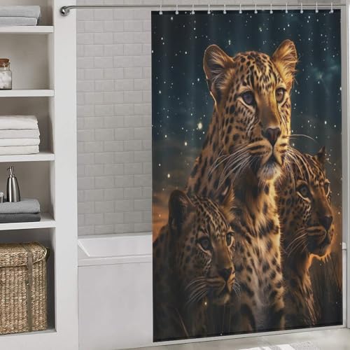 Rideau de douche léopard anti-éclaboussures 140x183cm lavable en machine - 2