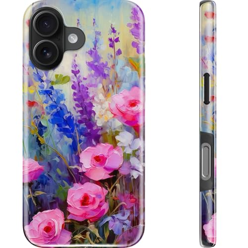 DEENAKIN Cute Case for iPhone 16 Plus,Preppy Floral,Wireless Charging