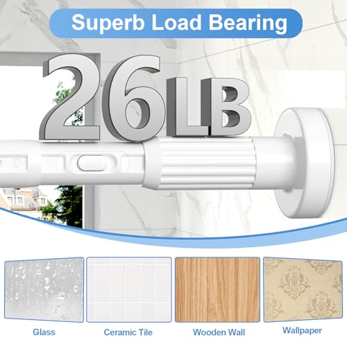 Image of 2Pack Long Tension Rod 41-166inch White Tension Curtain Rods no Drilling