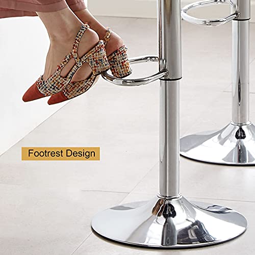 Tabouret de bar réglable chic rouge en PU avec structure robuste chrome MU - 3