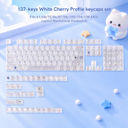 Image of dagaladoo White Clear Keycaps,Frost Jelly Key caps,Pixel Game