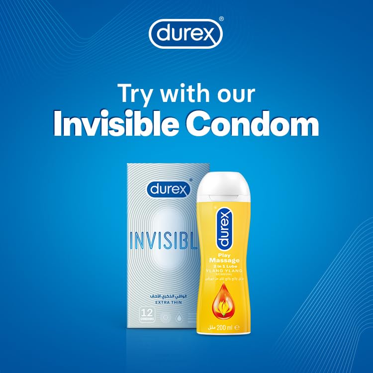Durex Play Massage 2-in-1 Ylang Ylang Sensual Gel 200ml, Aromatic Massage Gel and Personal Lubricant, Relaxing Sensual Glide for Couples, Large 200ml Bottle for Full-Body Massage