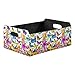 Oyihfvs Colorful Nature Beautiful Flowers and Butterflies on White Rectangle Foldable Felt Storage Bin, Collapsible Cube with Handles Thick Fabric Box Organizer Clothes Supplies for Home Bedroom