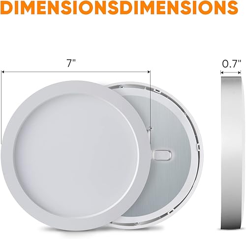 Miniatura 3 de Lámpara de techo LED de montaje empotrado de 7 pulgadas, 120 V, 16 W, 900 lm, luz plana redonda blanca cálida de 3000 K, luz empotrada en superficie