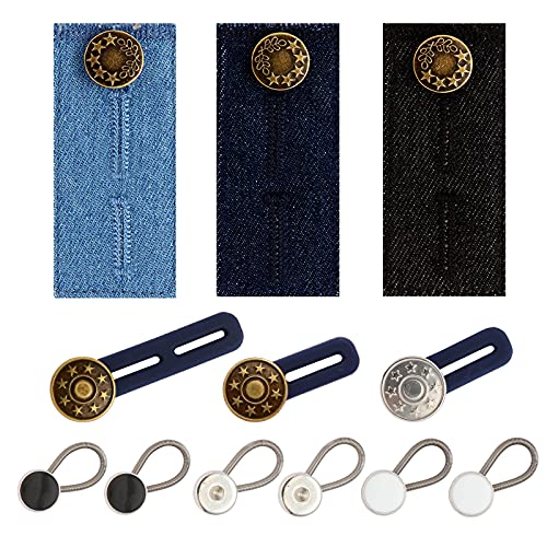 Caudblor 12 Pack Button Expander, 6Pcs Pants Waist Extender Button Jean Extender for Men, Women, and Pregnancy, 6 Pcs Collar /Neck Extender Button for Men Dress Shirts, Simple Use, No Sewing.