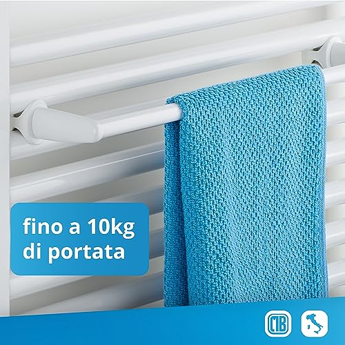 Porta Asciugamani Bagno Per Termosifone Scaldasalviette. Accessorio Autoavvitante Senza Fori. Appendi Asciugamani Per Radiatore Scaldasalviette - Bianco - 5