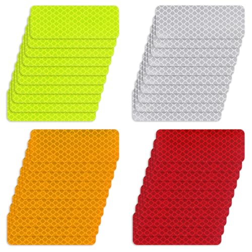 Quilax 40 Pcs Reflective Stickers, Outdoor Waterproof Tape, Warning Safety Reflective Stickers for Bike Car Motorcycle Trailer Helmet Clothing, Night Visibility Adhesive Sticker (1.18 x 3.15 Inch)