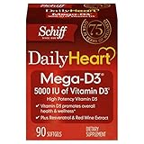 Schiff Mega-D3 Vitamin D3 5000 IU - with Resveratrol and Red Wine Extract - Daily Heart Health Supplement, 90 count