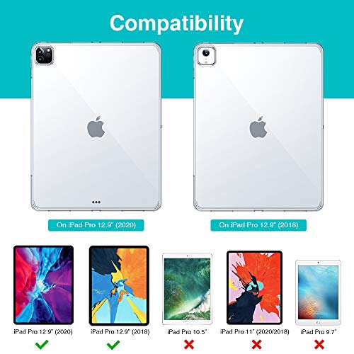 Esr Soft Case For Ipad Pro 12.9 Inch (2020/2018), Slim Lightweight Clear Back Cover, Full Pencil 2 Support, Slim-Fit Shell Case, Clear Ipad Pro 12.9 Case, Rebound Series, Transparent Black #TOP1