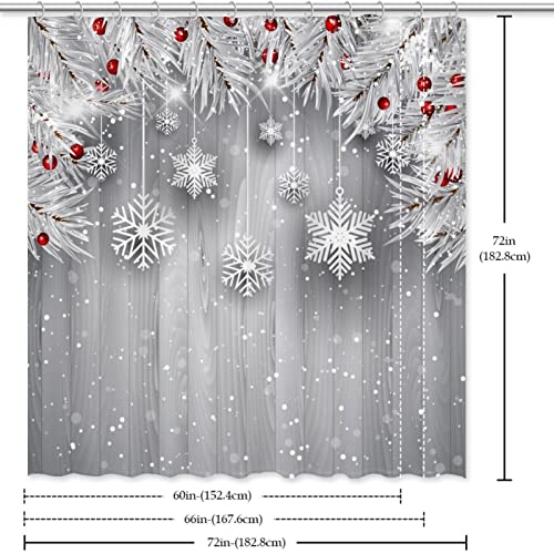 Rideau de douche Noël argenté grand format 183 cm imprimé flocons - 7