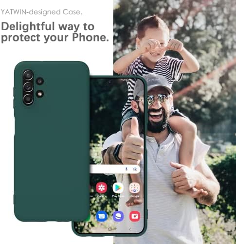YATWIN Silicone Case for Samsung Galaxy A13 4G with Screen Protector, Soft-Touch, Shockproof, DustProof, Antiskid Full Body Armour Phone Cover for Samsung Galaxy A13 4G - Dark Green