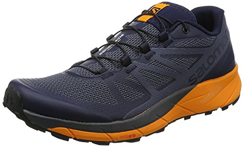 Salomon Sense Ride Trail Running Shoe - Men's Navy Blazer/Bright Marigold/Ombre Blue, US 7.0/UK 6.5