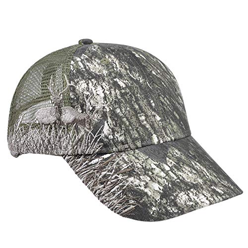 Unisex Hunting Fishing Cap Adjustable 3D Embroidery Baseball Hat with Air Mesh Back