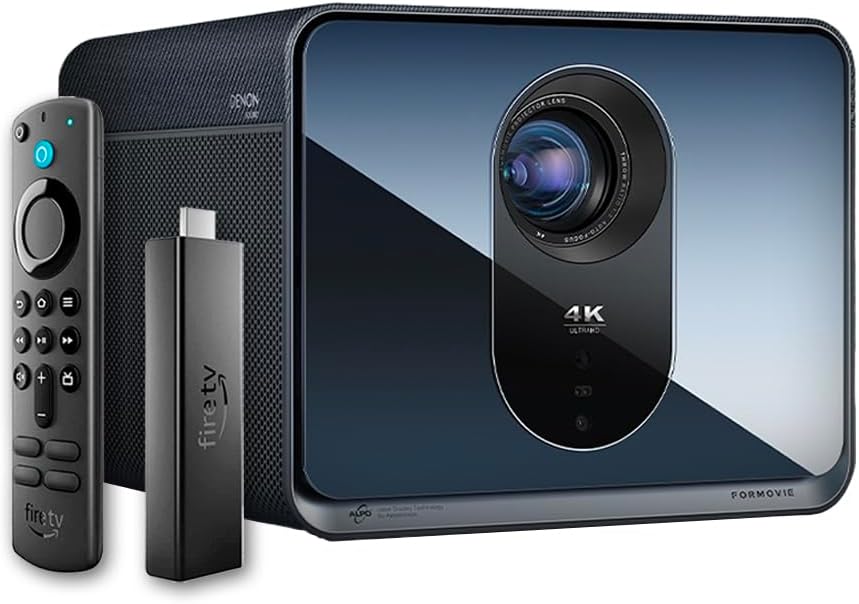 Projekta ya Runinga ya Leza ya Formovie X5 4K yenye Kijiti cha Runinga ya Moto na kidhibiti cha mbali