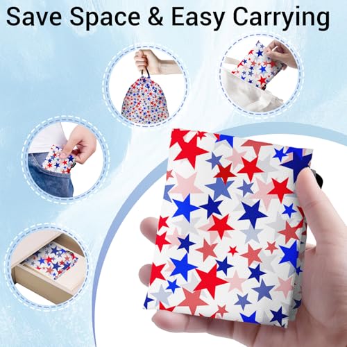 Image of Blue Red Gymnastics Grip Bags with Stars Small Drawstring Gym Bag