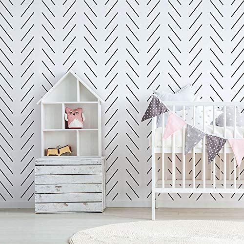 Ella Herringbone Wall Stencil – Geometric Wall Stencil for Easy Room Makeover – Large Stencil for Painting Walls – Stenciling Instead of Wallpaper Saves Money – Stencils for Wall Decor - Thumbnail 2