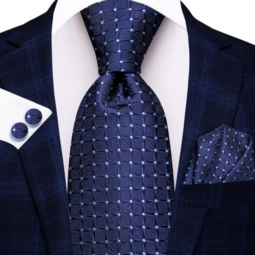 Image of Hi-Tie Men 63inches Tie Set Extra Long Necktie Paisley Tie Pocket Suqare Cufflinks Big and Tall Men Tie