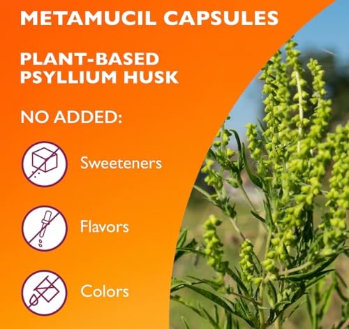 Metamucil 3-in-1 Fiber Capsules, Daily Psyllium Husk Fiber Supplement for Digestive Health, Plant Based Fiber Supplement, 340 Capsules (Pack of 1) - image 3