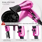 LURA Mini Portable Travel Hair Dryer:Dual Voltage Small Lightweight Blow Dryer with EU Plug,1200W Compact Hairdryer with Folding Handle,with Concentrator&Diffuser Attachment,for Women and Men