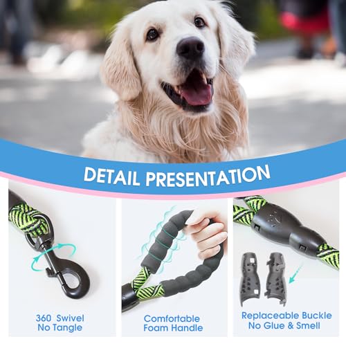 BAAPET 2/4/5/6 FT Dog Leash with Comfortable Padded Handle and Highly Reflective Threads for Small Medium and Large Dogs (5FT-1/2'', Black Green) by BAAPET - Image 3