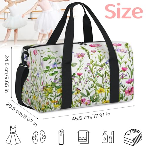 Wildflower Travel Duffel Bag for Women and Men, Floral Flower Plant Sport Tote Gym Bag Carry on Weekender Overnight Bags2