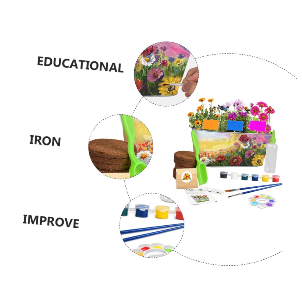 BESPORTBLE 1set Giardinaggio per Ragazzo Ragazza Kit di Piantagione Fiori con Vasi attività Educativa e Creativa per Sviluppo Motricità Fine e Famiglia