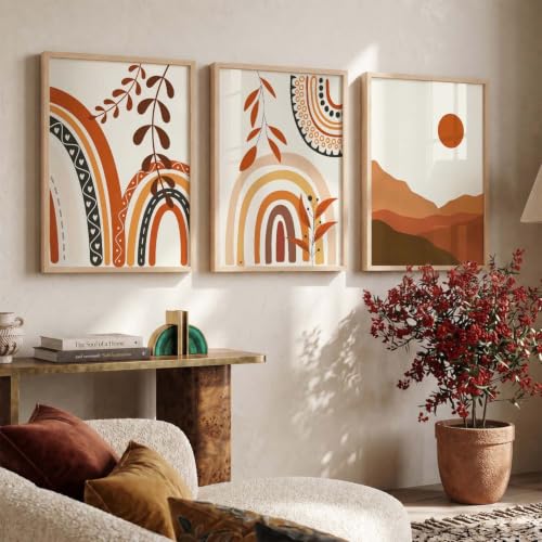 Image of kotart Elegant Home Decor Boho Painting Decorative Wall Art poster With Frame For Living Room Bed Room Hotel Wall Decor Digital Reprint Set of 3