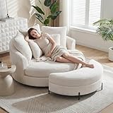 Aoiy & Wifon 59.8' W Oversized Barrel Chair with...