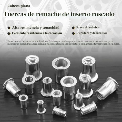 Miniatura 8 de 185pcs Tuerca De Remache Threaded Insert Inox Roscado Acero Inoxidable Nutsert Rivet Nut Remahce De Cabeza Plana Tuerca De Remache Con Rosca M3 M4 M5 M6 M8 M10 Acero Inoxidable