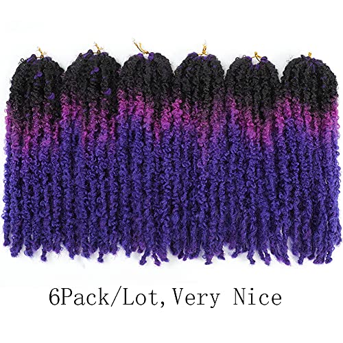 6Pack Ombre Butterfly Locs Crochet Hair 14Inch Short Bob Distressed Faux Locs Crochet Braids Soft Locs Pre Looped Goddess Locs Synthetic Hair Extensions For Women(12 Strands/Pack,1B/Purple/Blue) #TOP1