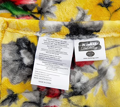Dada Bedding Tropical Farmhouse Hummingbird Throw Blanket - Rustic Yellow Fleece Bright Super Soft Faux Mink - Cozy & Lightweight - Bed And Sofa 2 Person - Queen Size 90" X 90" #TOP5