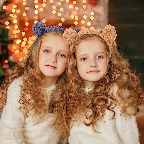 6Pcs Bear Ears Headbands Fluffy Hair Hoops for Party Cosplay, and Costume Supplies, Assorted Colors, Comfortable and Elastic - Image 4