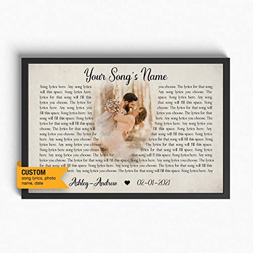Personalized Song Lyrics Wedding Day Anniversary Poster Print Frame Husband Wife Wall Decor Wedding Dance Personalized Canvas Art Wedding Song (Husband Birthday Portrait)
