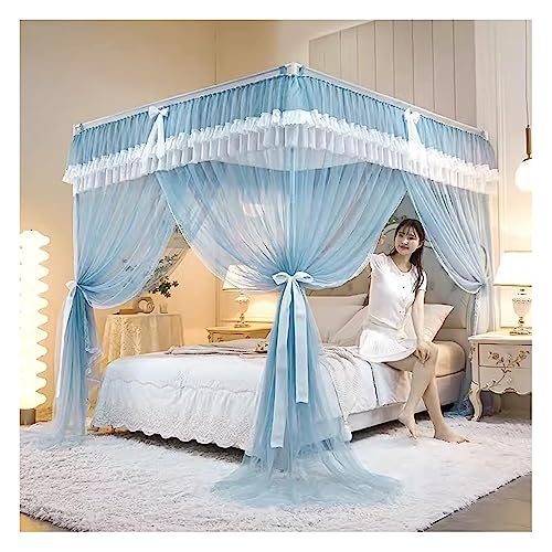 Dosel de cama azul sofisticado con estructura resistente para decoracion de dormitorios de niñas