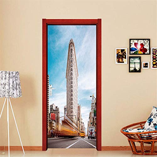 YQLKD Porte Sticker Mural Papier Affiche De Papier Peint Imperméable Auto-Adhésif D'Autocollants De Porte De Bâtiment Moderne