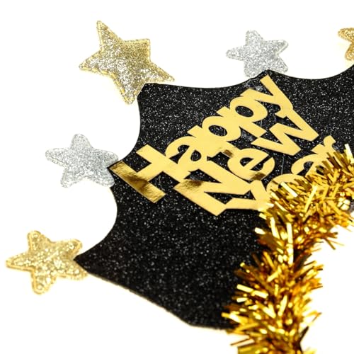 BinaryABC Happy New Year Headband Tiara,New Year Eve Hair Hoop Hairbands Headdress Hair Accessories,2025 New Year Eve Party Supplies - Thumbnail 6