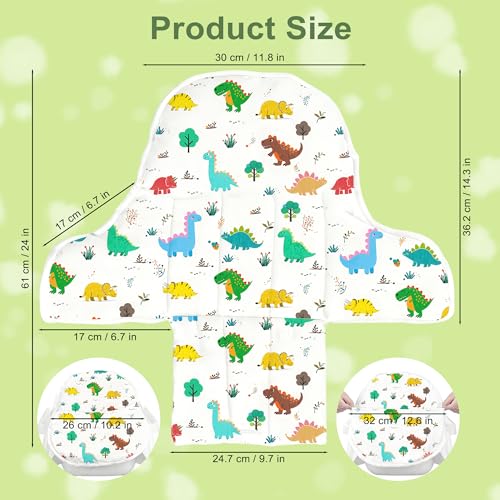 Image of for IKEA High Chair Cushion,with High Chair Pocket Pouch(Dinosaur)